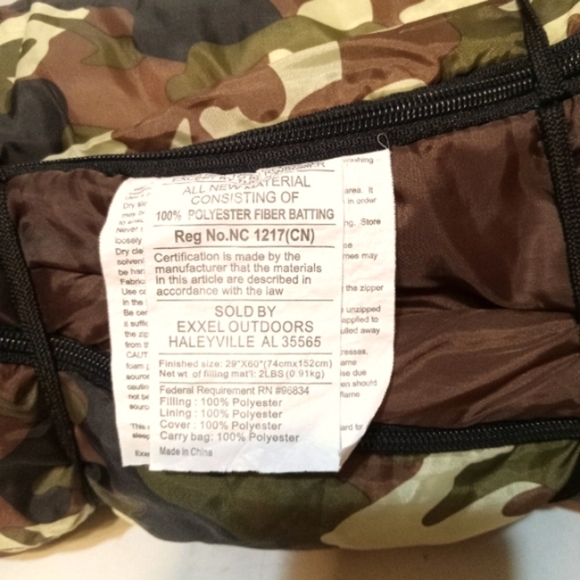 Ozark Trail Sleeping Bag Camo Carry & Store Tote Lock Tie String Kids 60" x 29" - Picture 6 of 6